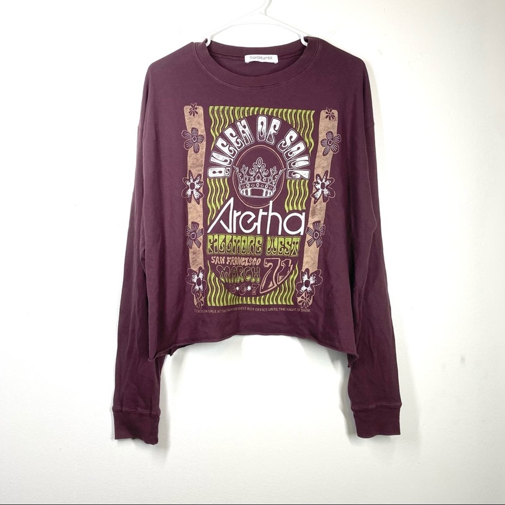 FREE PEOPLE NWOT Daydreamer Aretha Franklin Queen of Soul Long Sleeve Band Tee